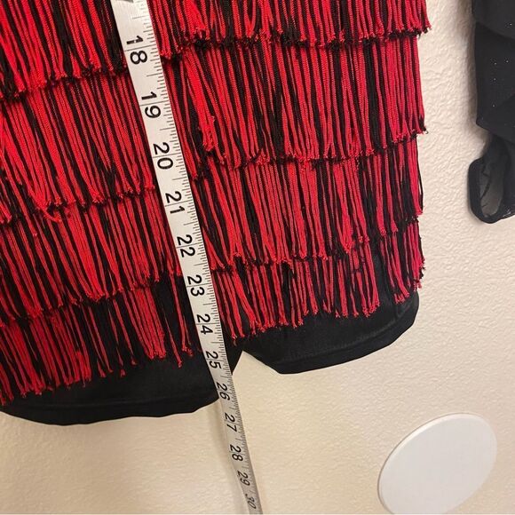 Weissman Dance costume leotard red sequin flapper fringe 11475 LC-large child - Picture 9 of 10